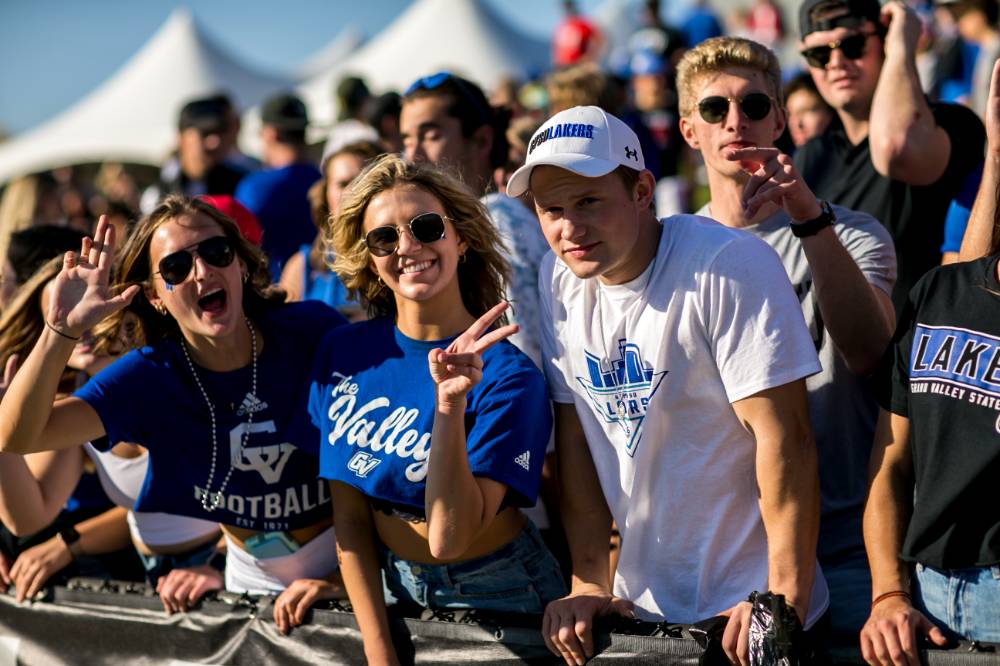 GVSU students together in the student section.